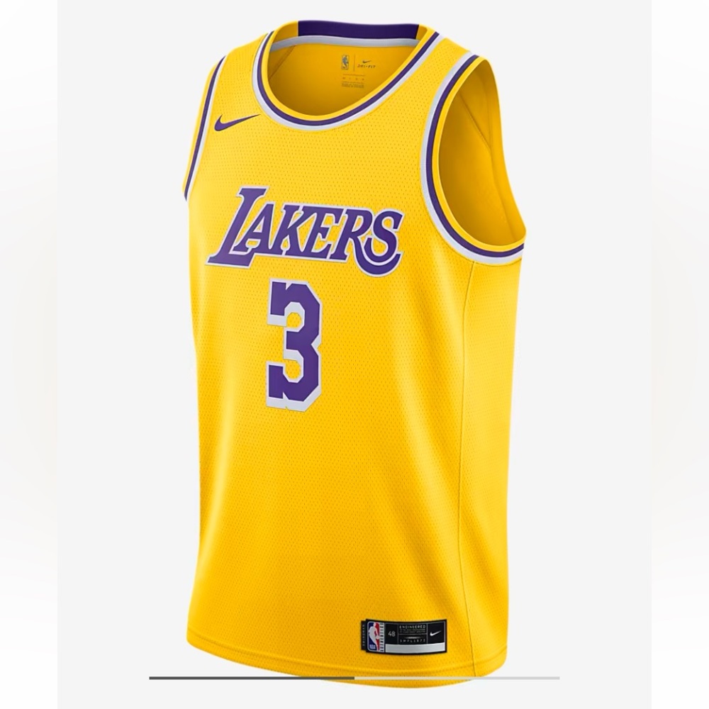 Nike Los Angeles Lakers NBA Jersey L 48 Swingman Yellow/Gold Anthony Davis AD 3